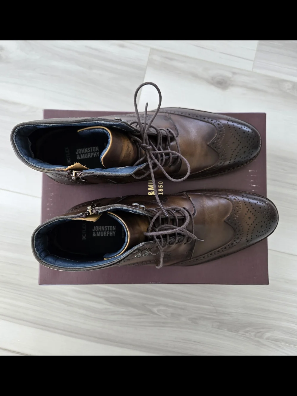 Johnston & Murphy Men’s Wingtip Oxford Boots – Size 12 (Regular) – Like New - Picture 13 of 14